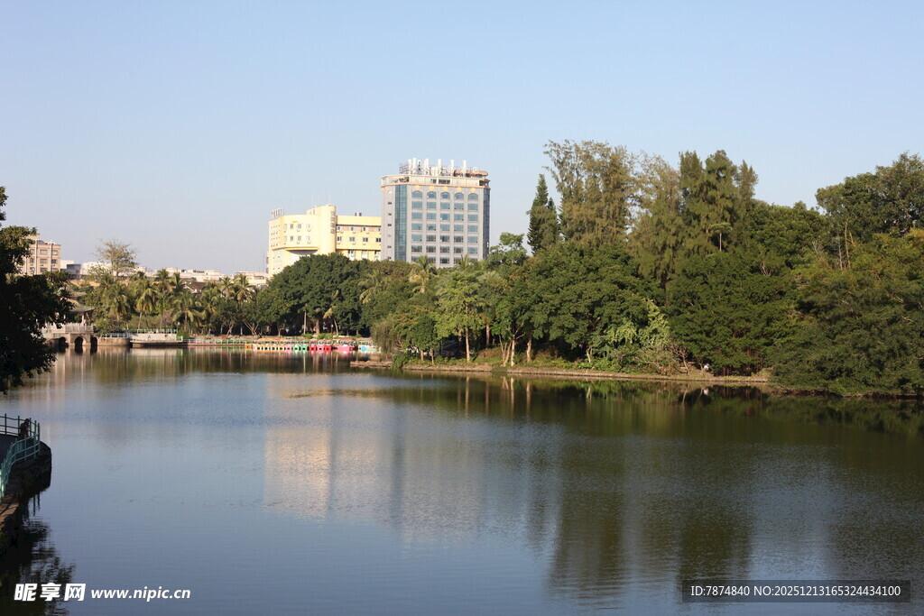 城市湖畔风光