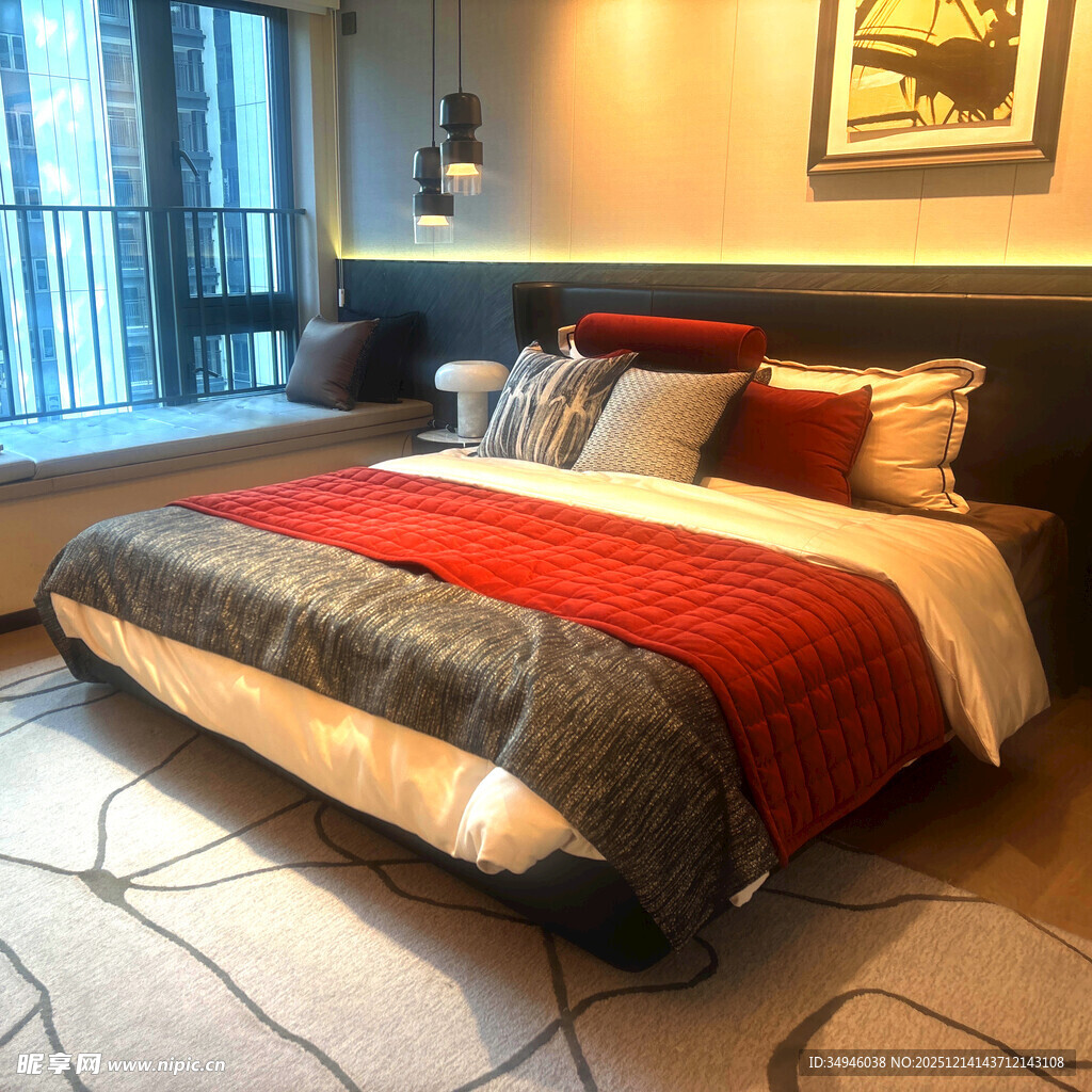 现代风格温馨卧室场景