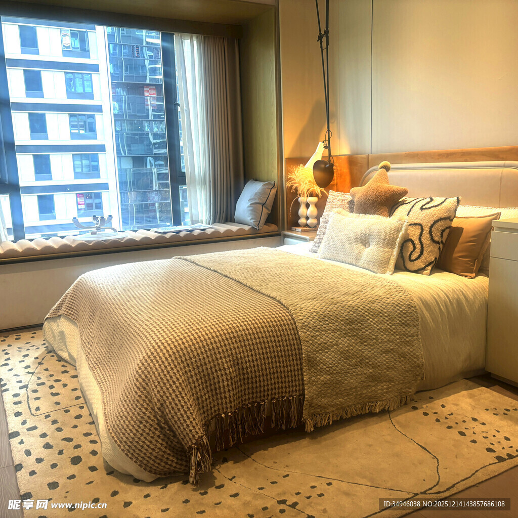 现代温馨卧室舒适床铺景观