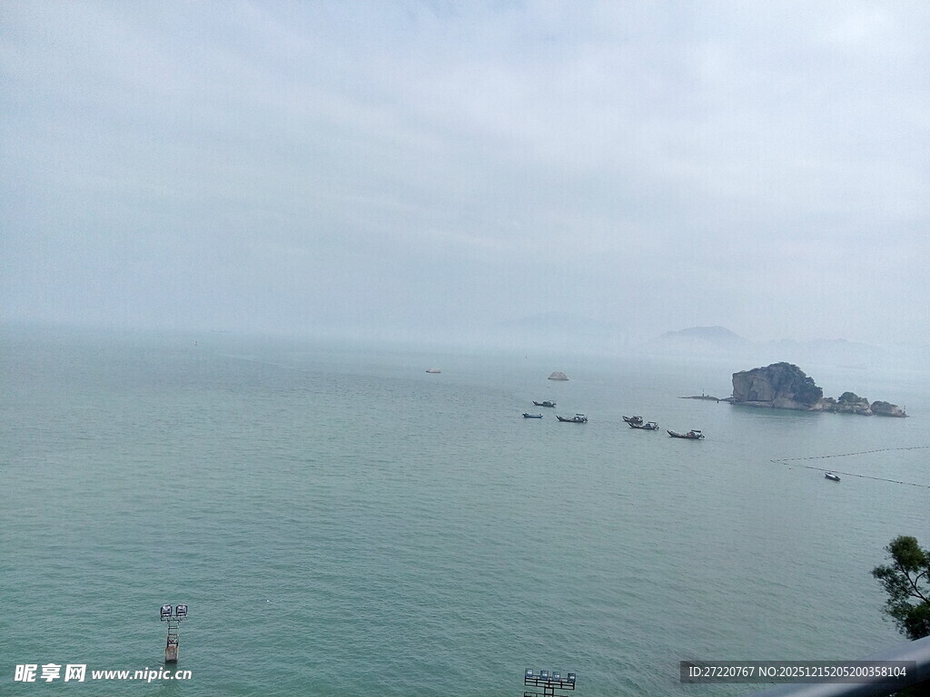 厦门 海景远眺 海上船只与岛屿