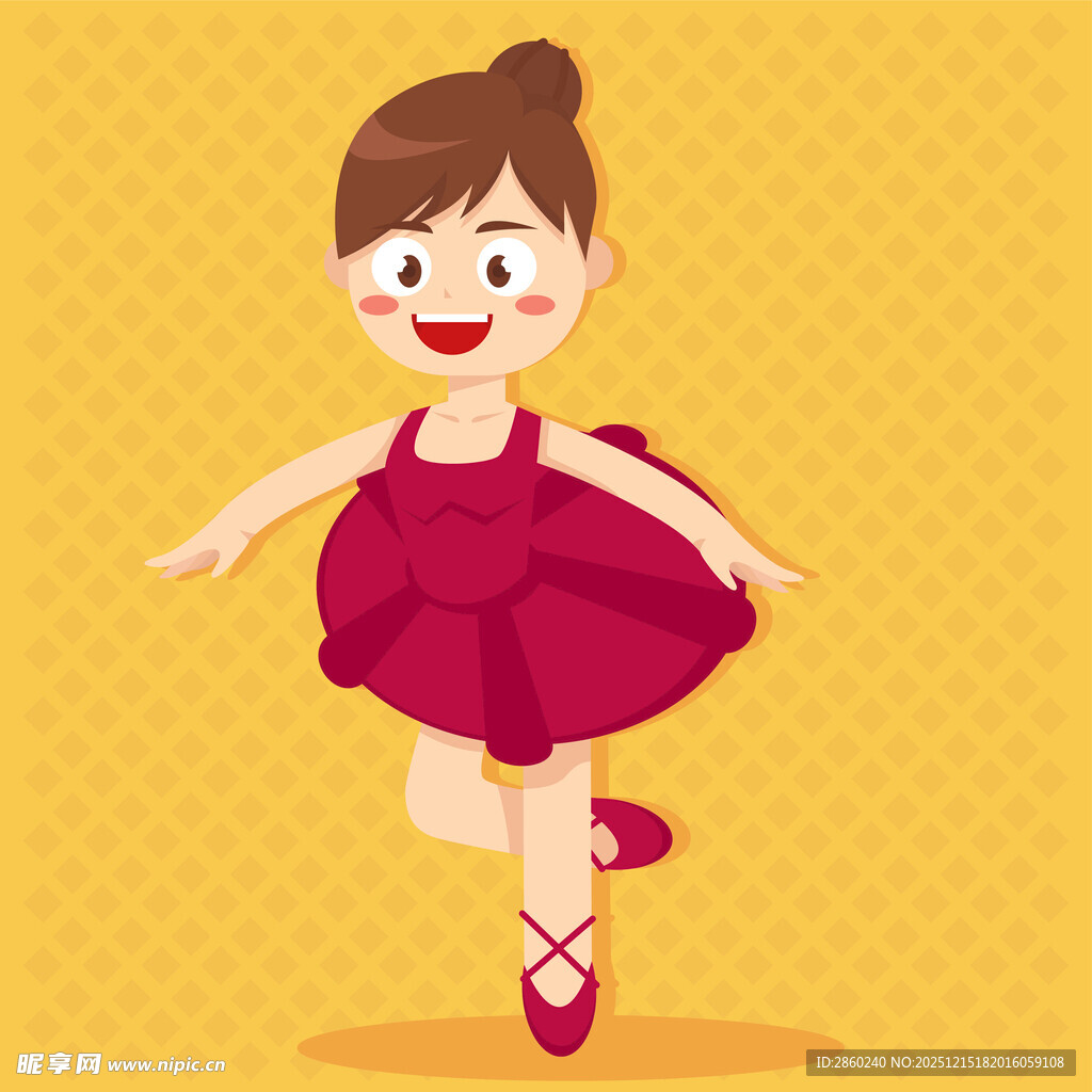 跳舞的红衣芭蕾小女孩