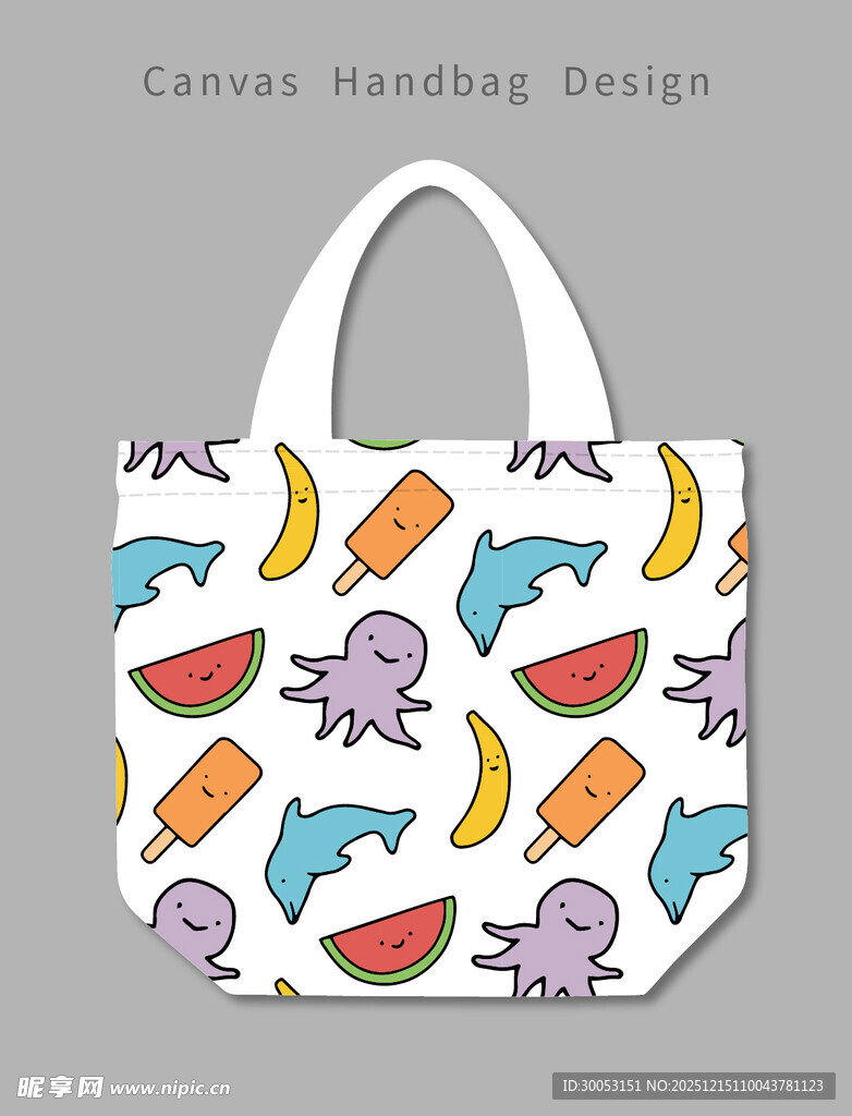 卡通图案帆布手提袋