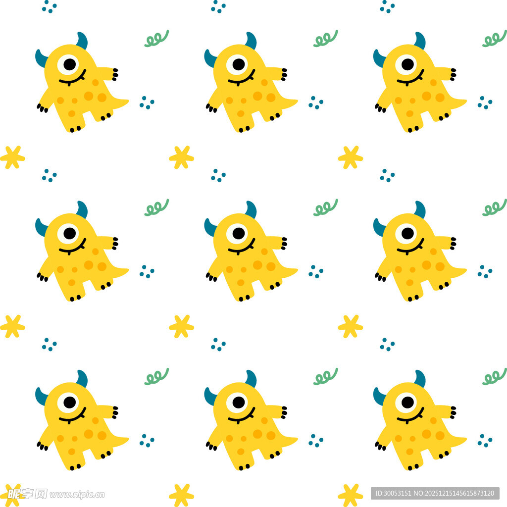 可爱小黄怪兽星星图案背景