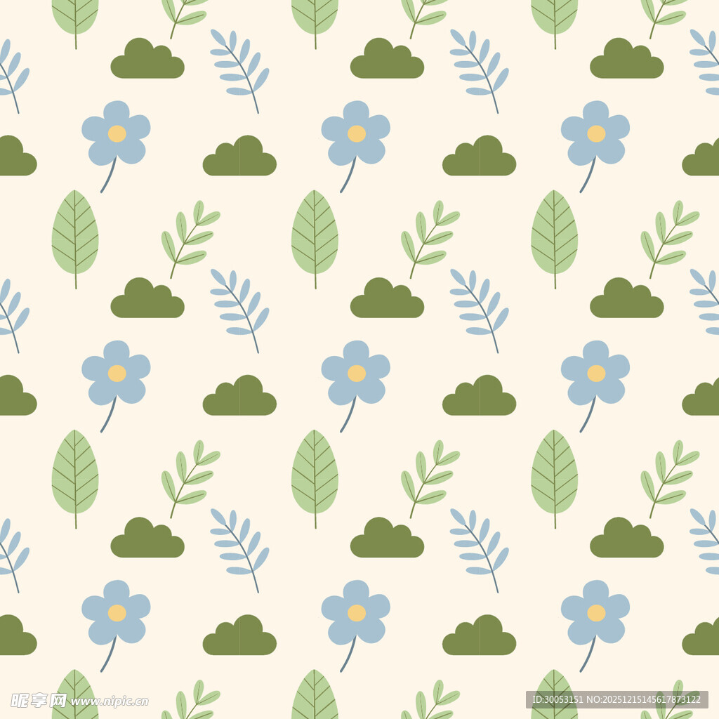 清新花草云纹图案背景