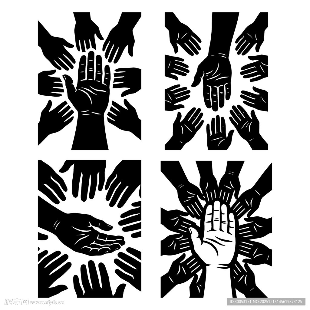 手与几何图案创意设计