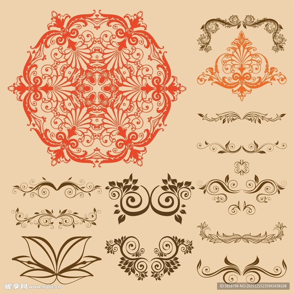 复古装饰花纹图案集合