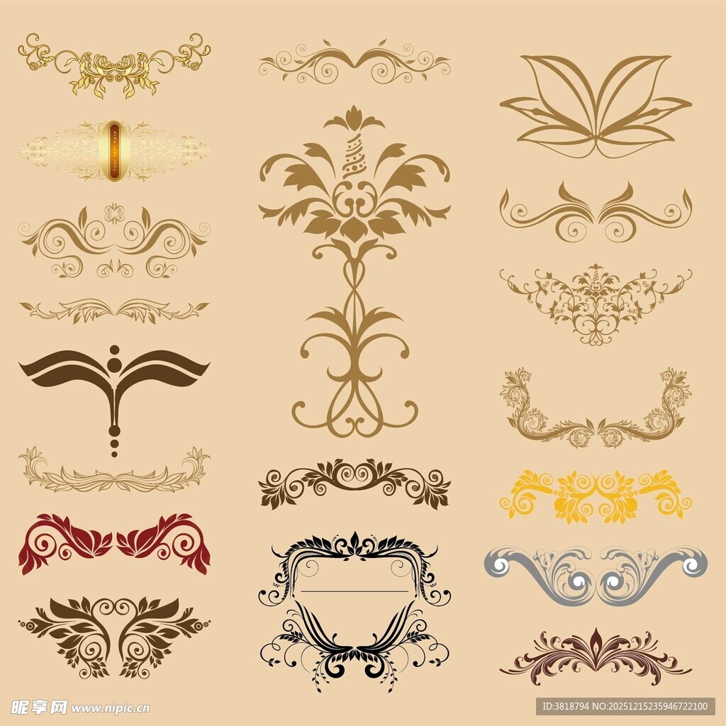 多样复古装饰花纹图案