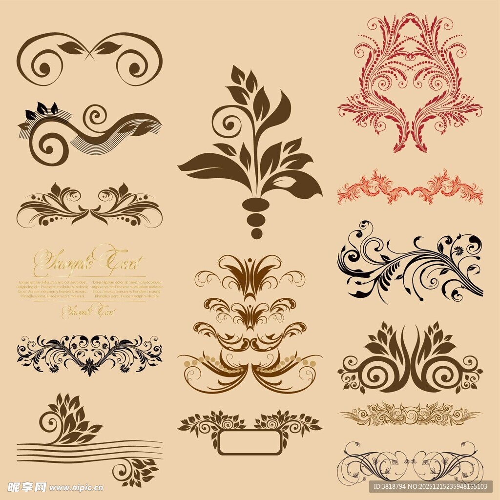 复古装饰花纹设计素材