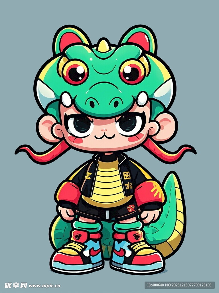 卡通鳄鱼装扮的可爱小孩