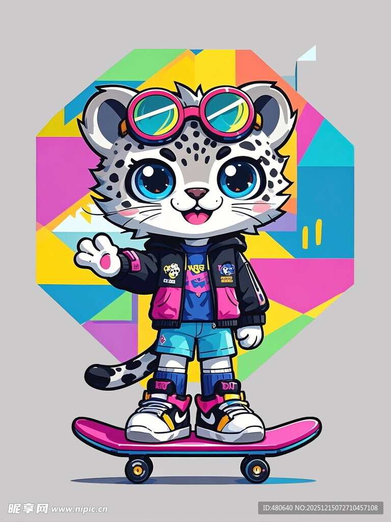 潮酷小老虎玩滑板