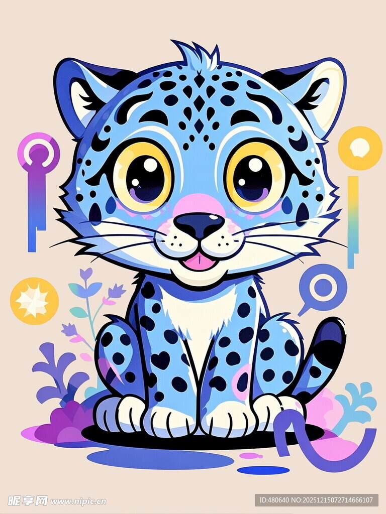 可爱蓝豹卡通形象