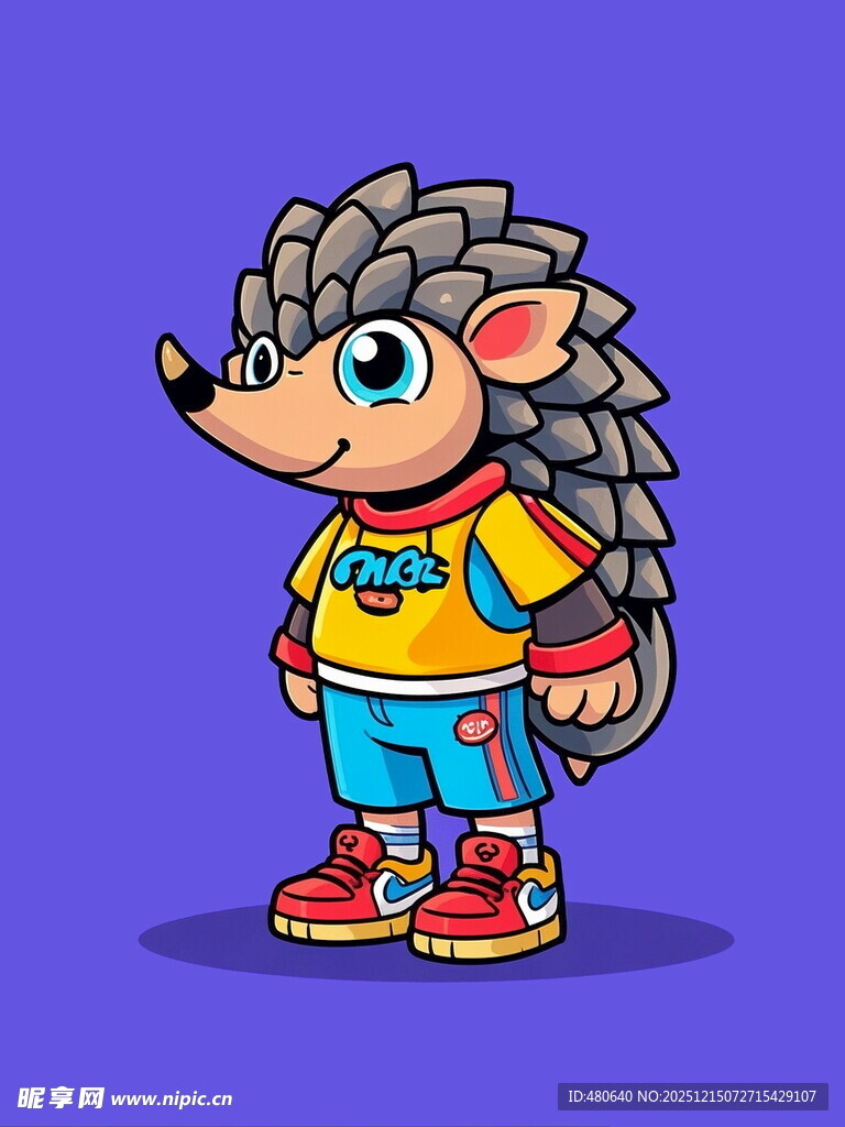 穿背带裤的可爱小刺猬