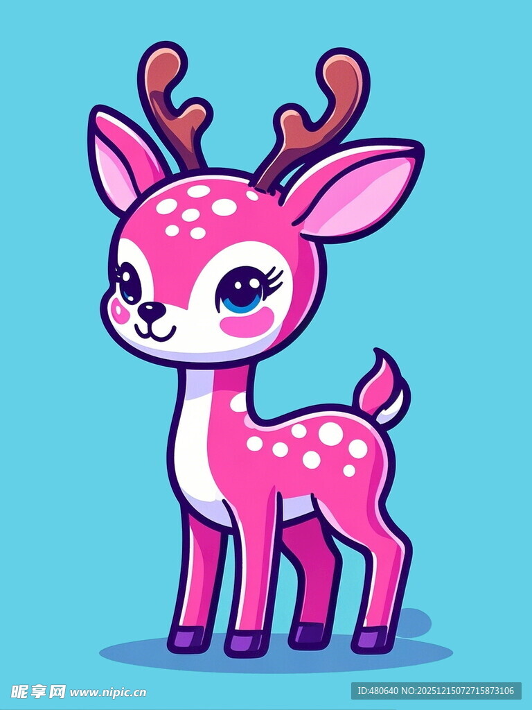 可爱粉色小鹿卡通形象