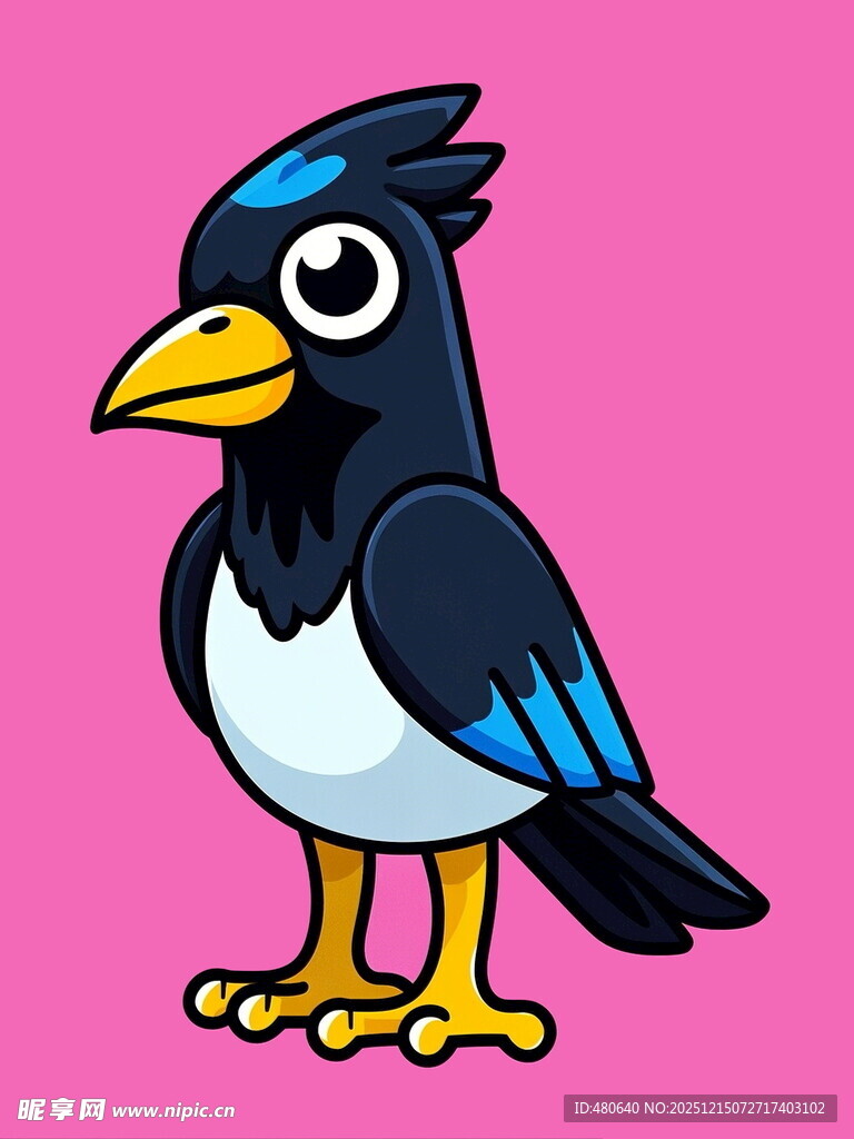 卡通蓝黑小鸟