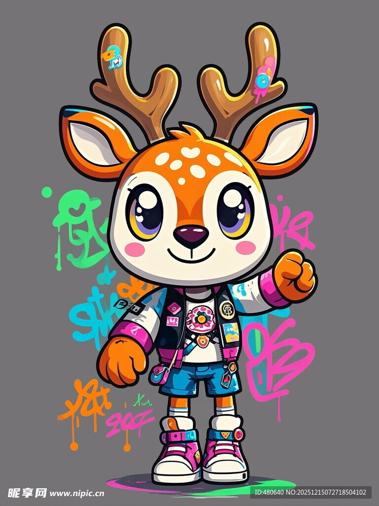 潮酷小鹿女孩卡通形象