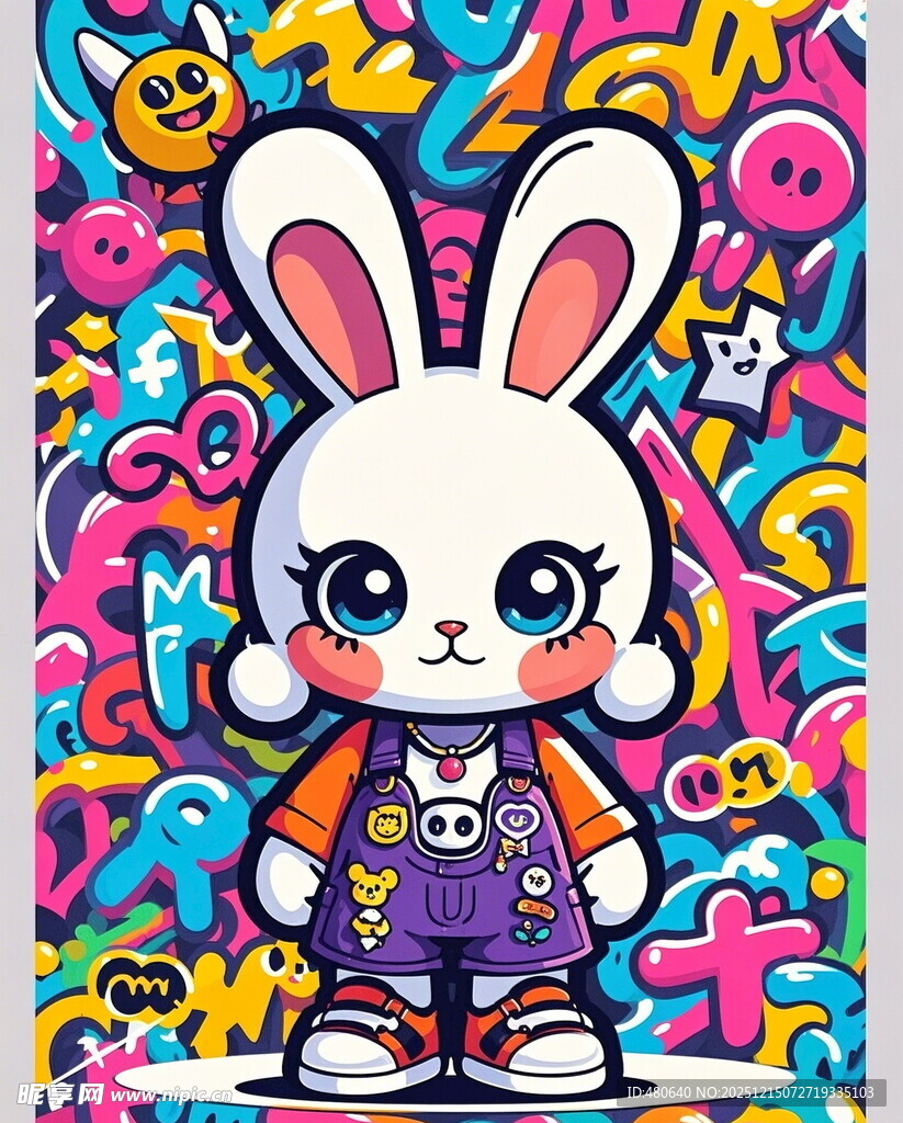 可爱兔子潮玩形象插画