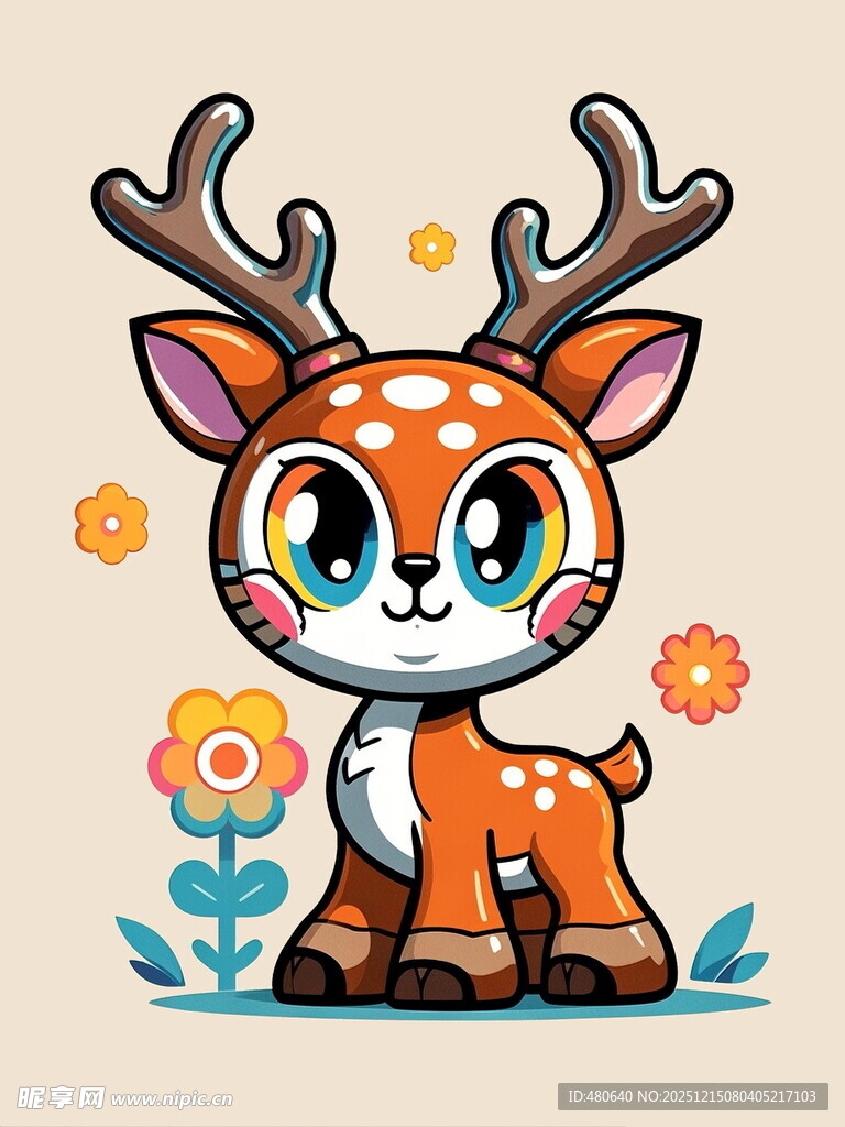 可爱小鹿插画