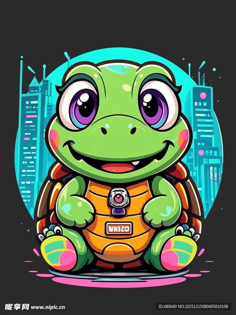 可爱卡通绿龟形象设计