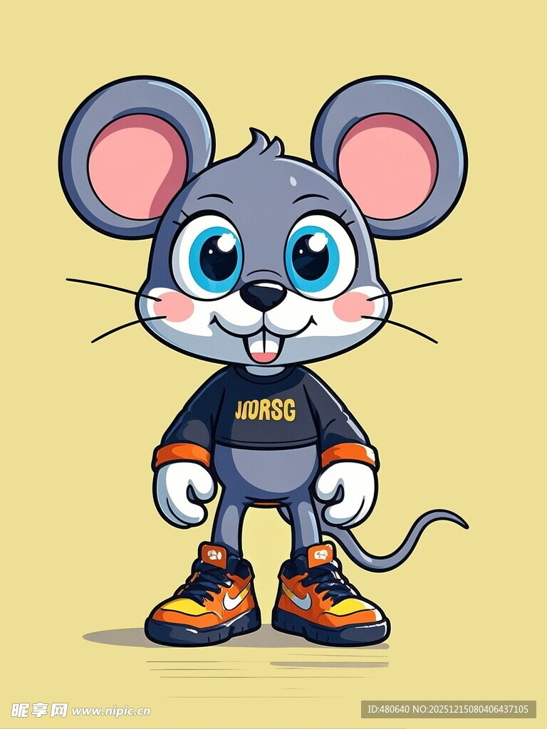 时尚装扮的卡通小老鼠