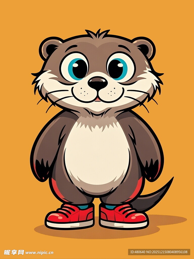 穿红鞋的可爱水獭