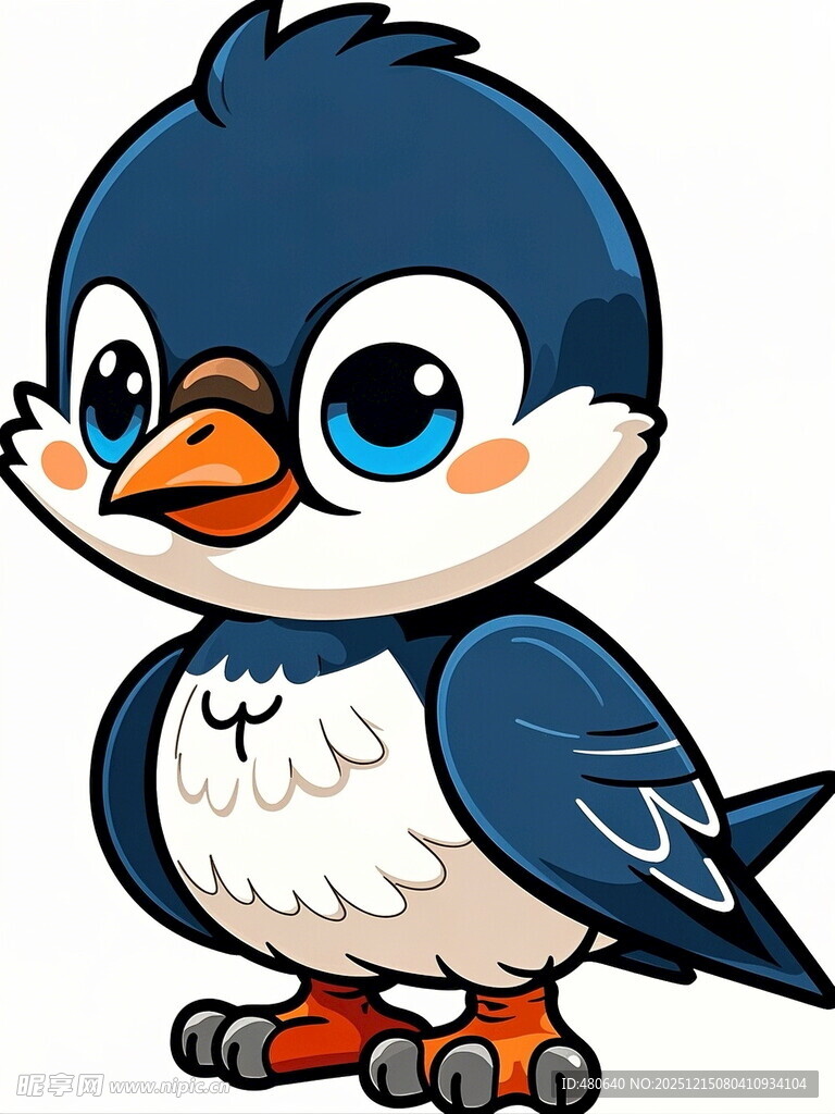 可爱蓝白小鸟卡通形象