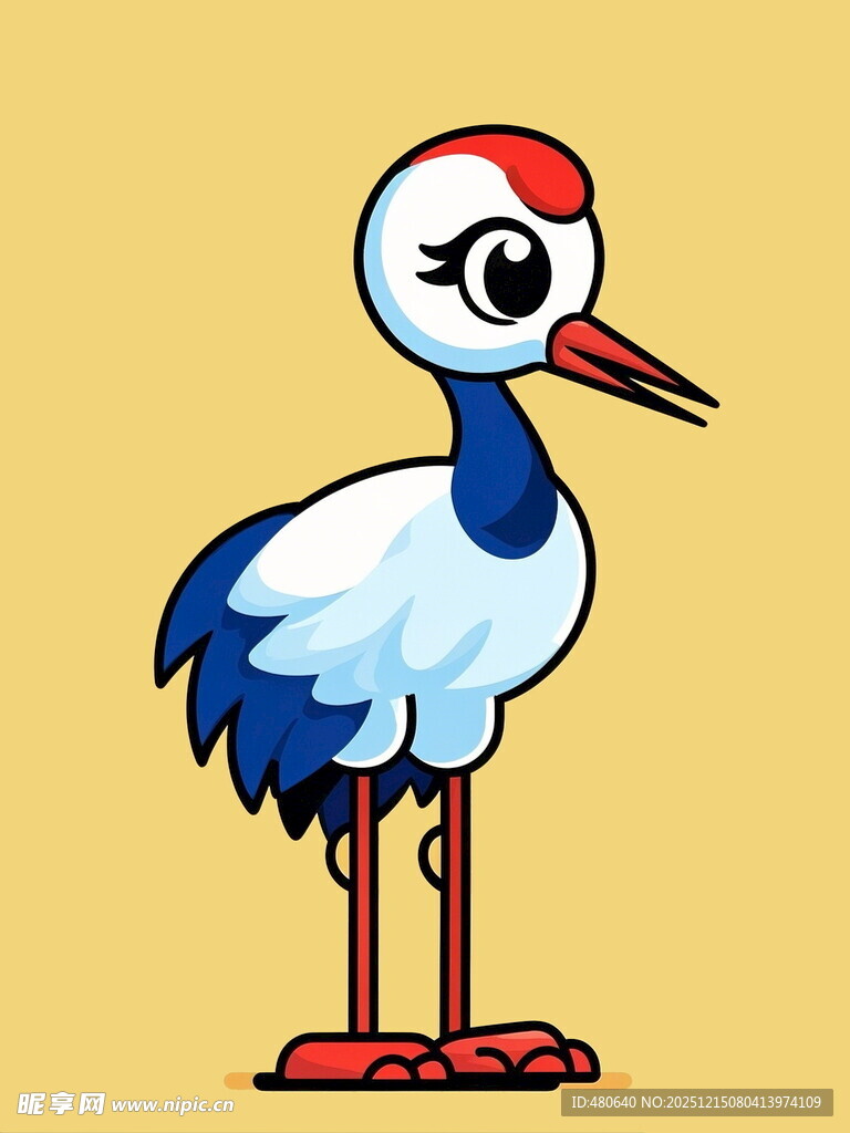 卡通形象的丹顶鹤
