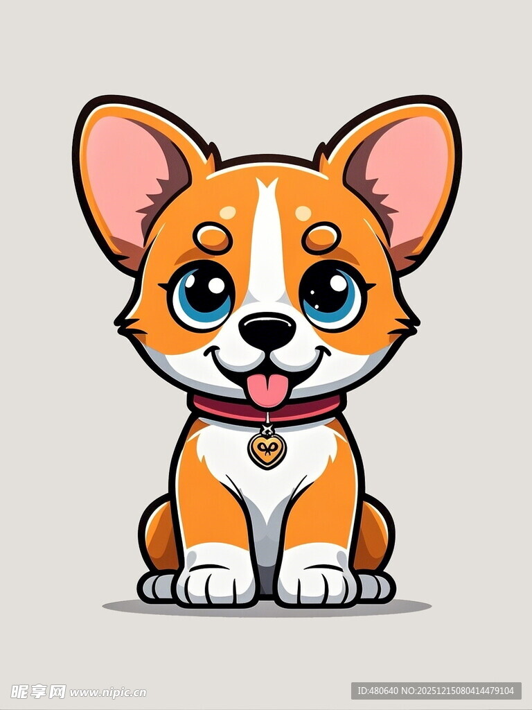 可爱卡通小狗坐立形象
