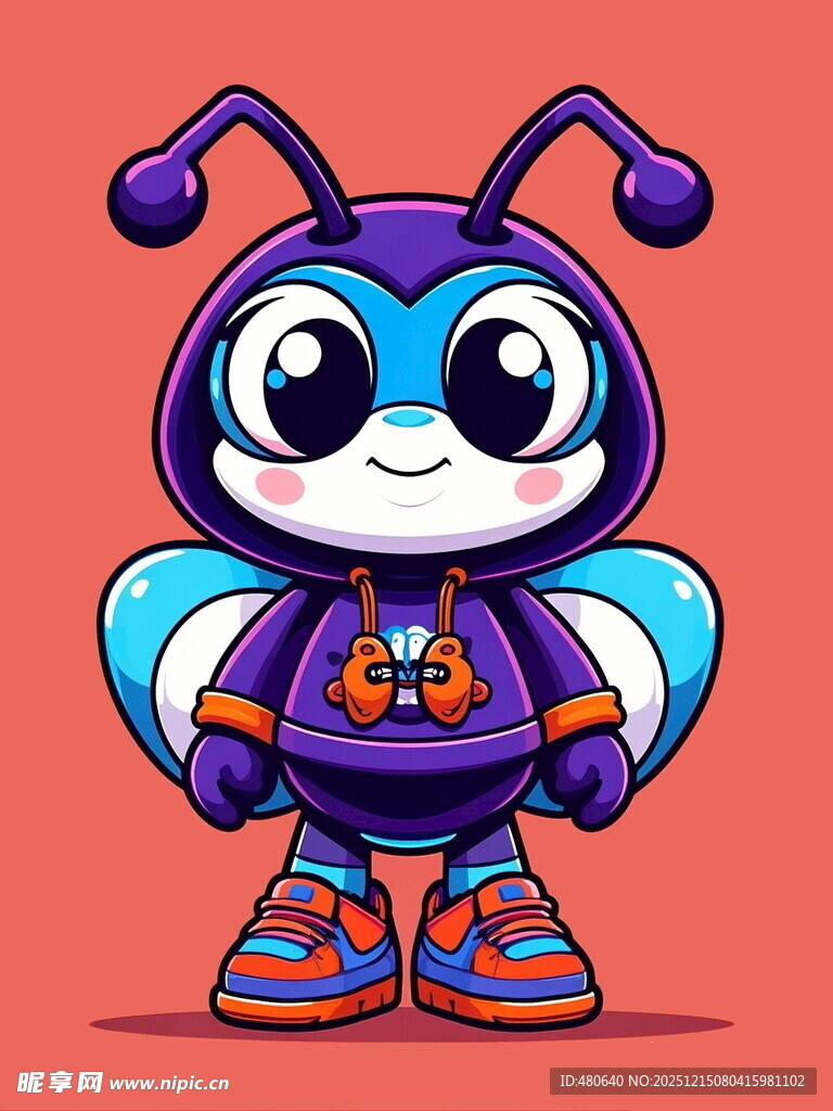 可爱蓝色昆虫风卡通机器人