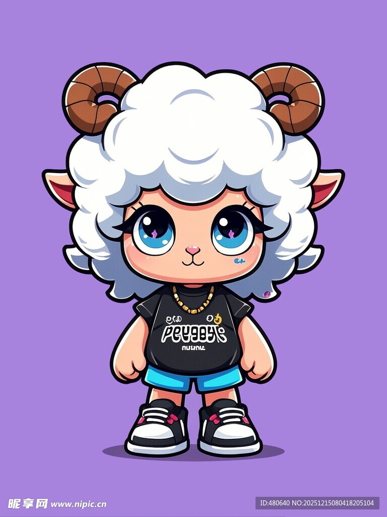 可爱绵羊女孩卡通形象