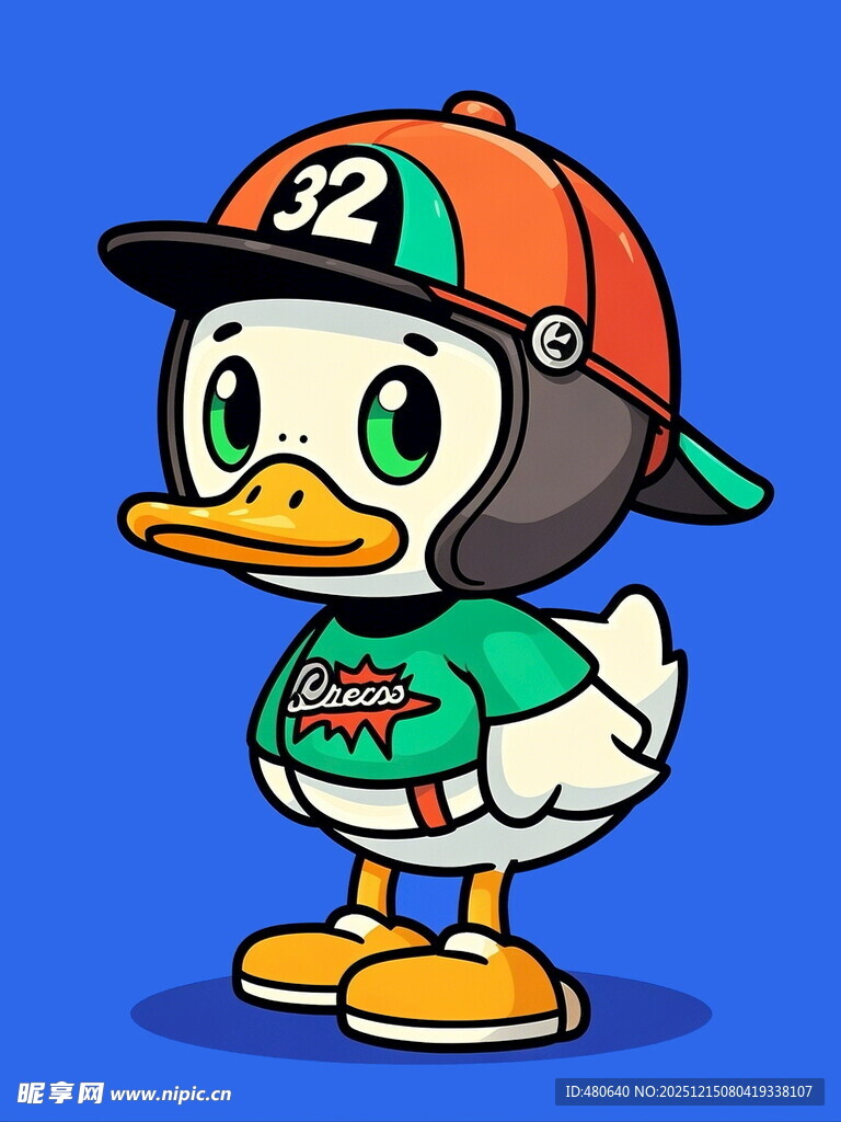 戴帽潮鸭卡通形象