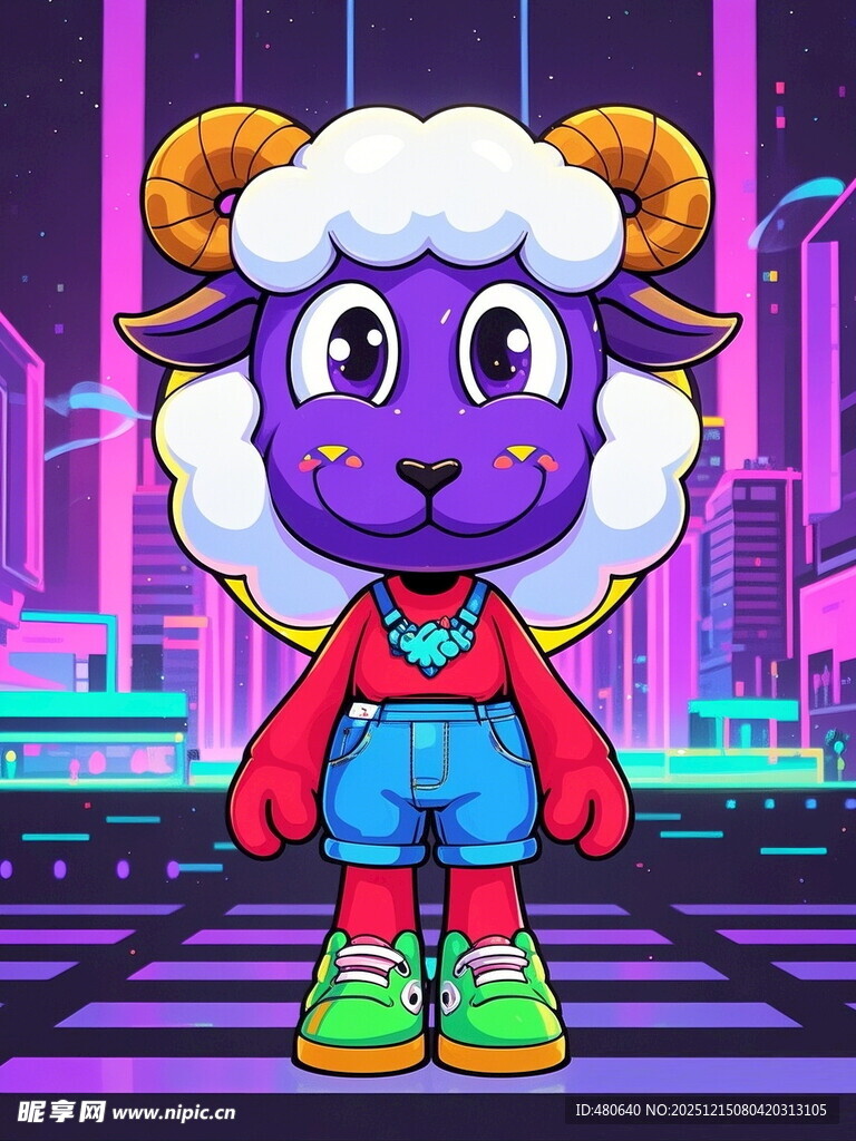 紫色小羊卡通形象