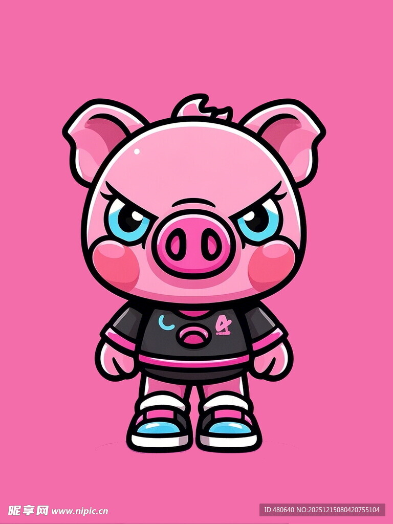 粉色酷萌小猪卡通形象