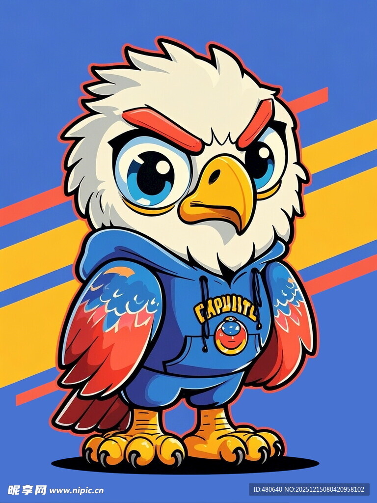 卡通老鹰形象身着运动服