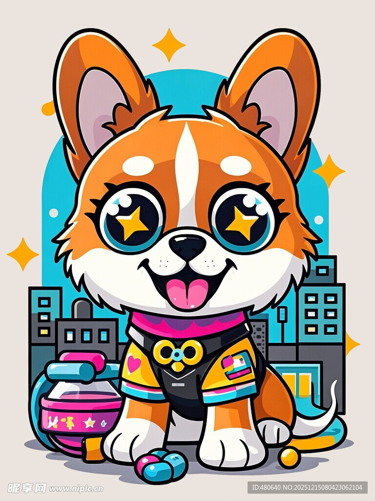 时尚萌趣柯基的城市生活