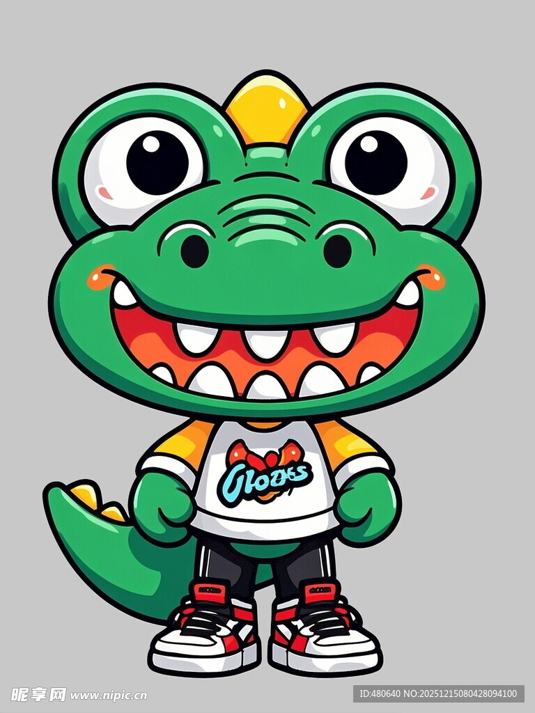 嘻哈风卡通鳄鱼形象