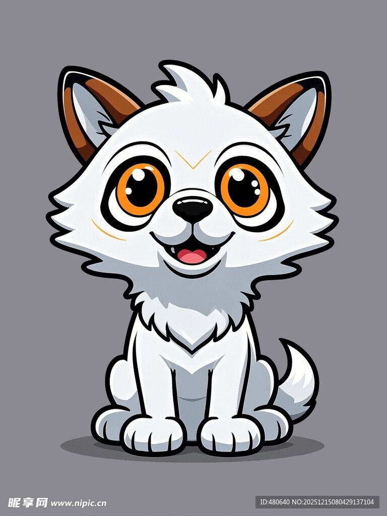 可爱卡通小白猫