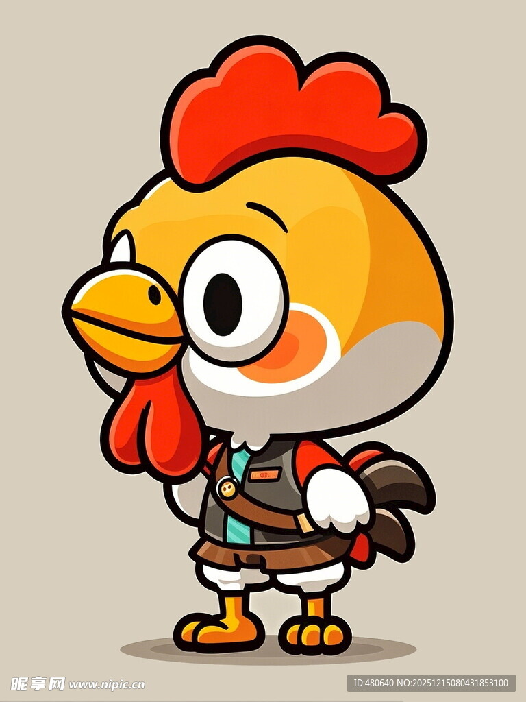 卡通公鸡形象身着服饰