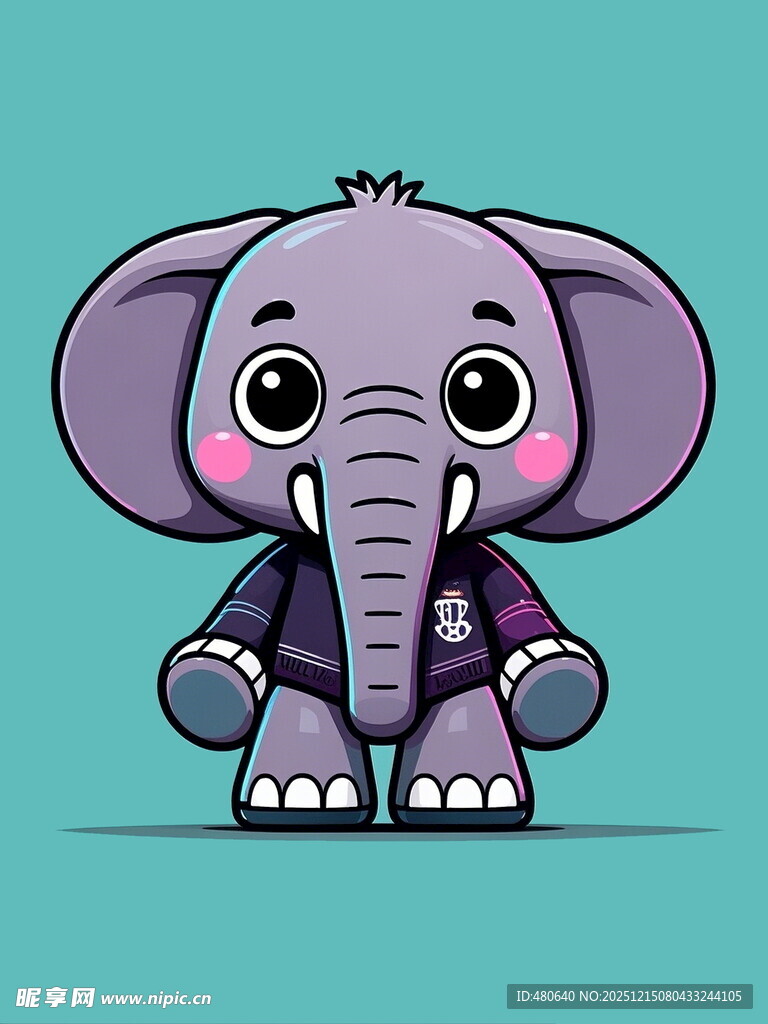 可爱紫色小象卡通形象