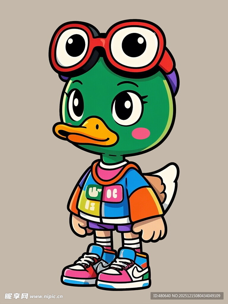 潮酷绿鸭卡通形象