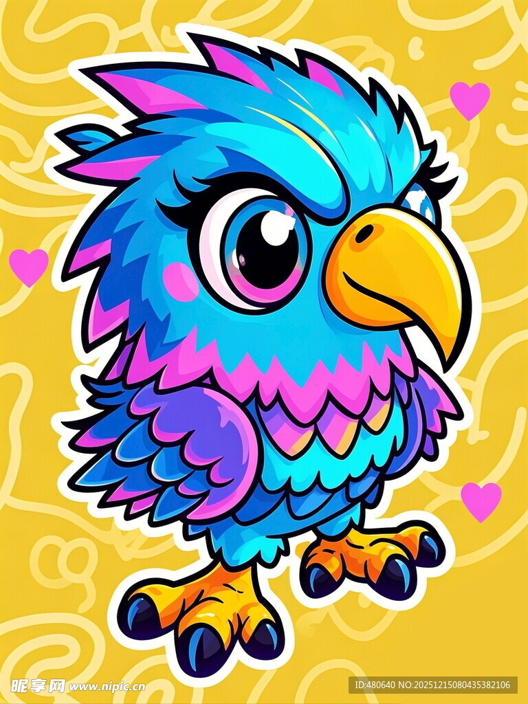 彩色萌趣鹦鹉卡通形象