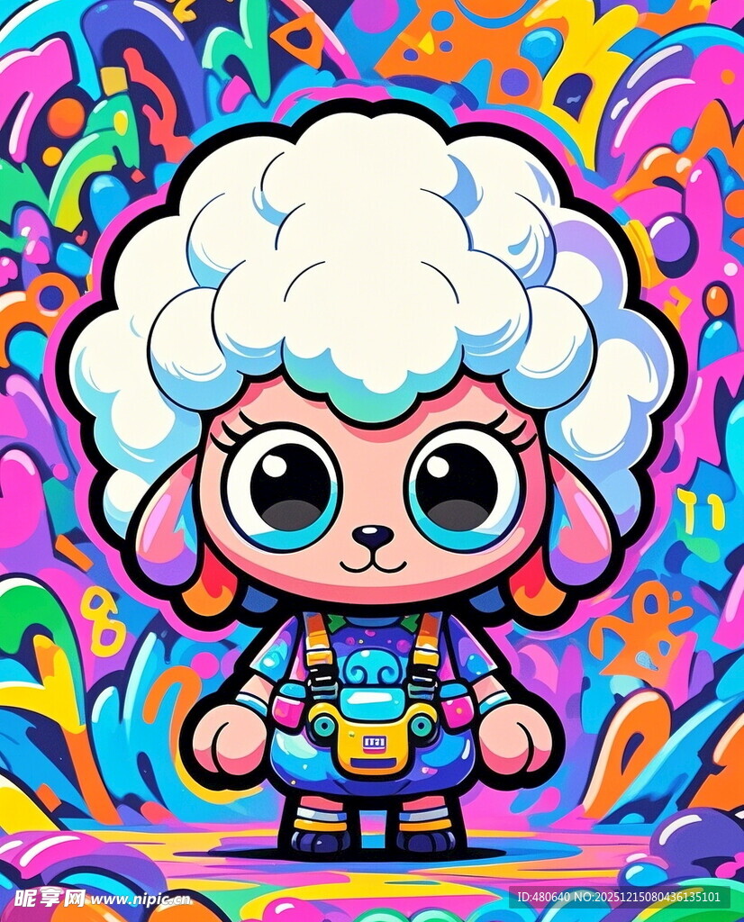 可爱卡通小羊形象插画