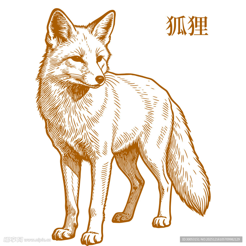 站立的狐狸插画