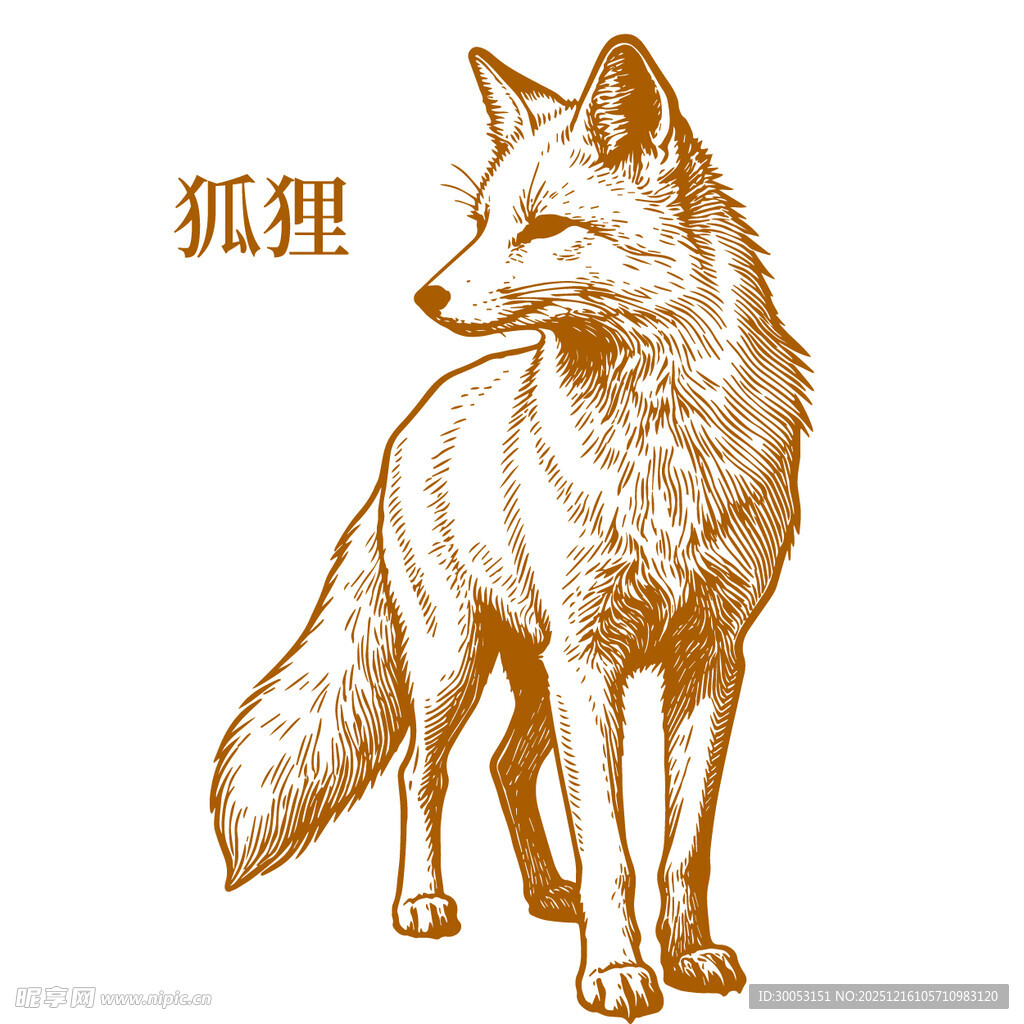 站立的狐狸插画