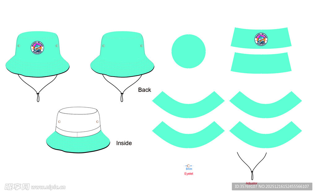薄荷绿帽子服饰设计图