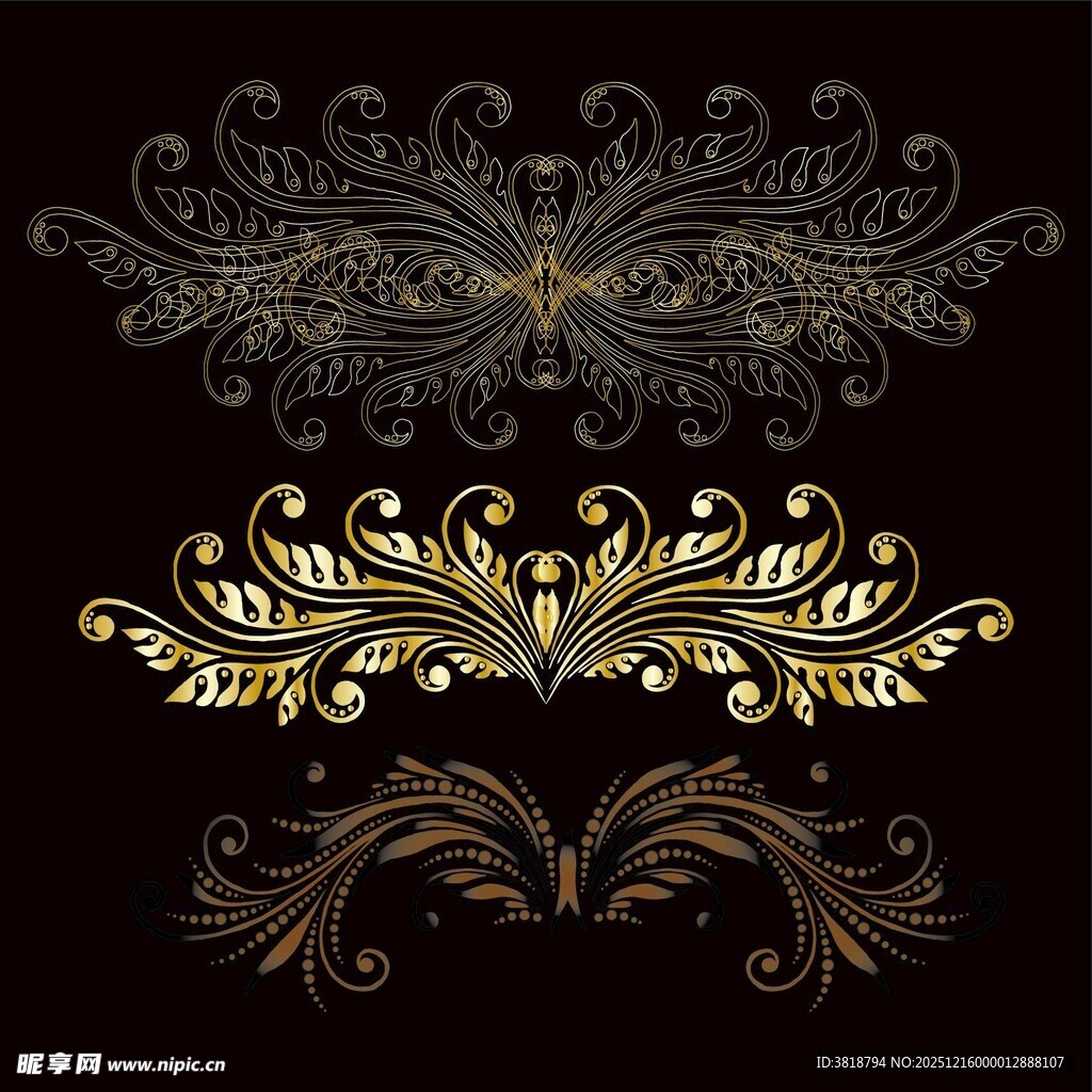 金色华丽复古装饰花纹图案