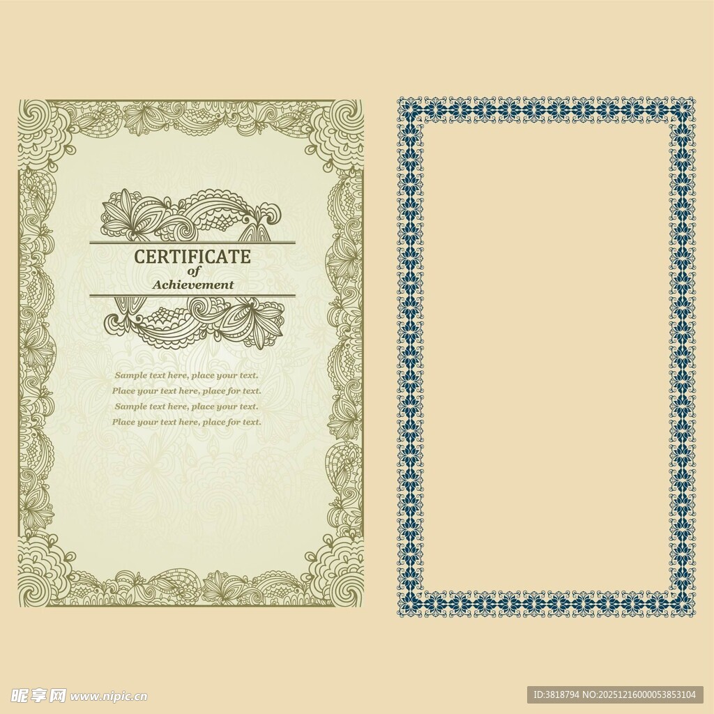 复古边框欧式花纹邀请函模板