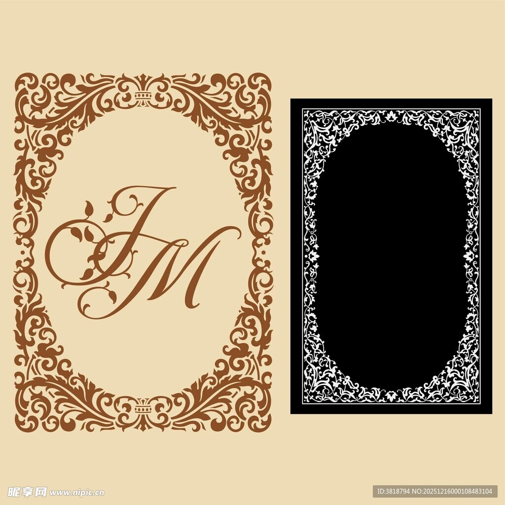 优雅复古字母装饰图案