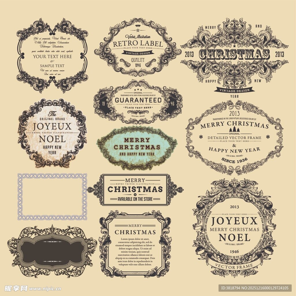 复古精美装饰性标签集合