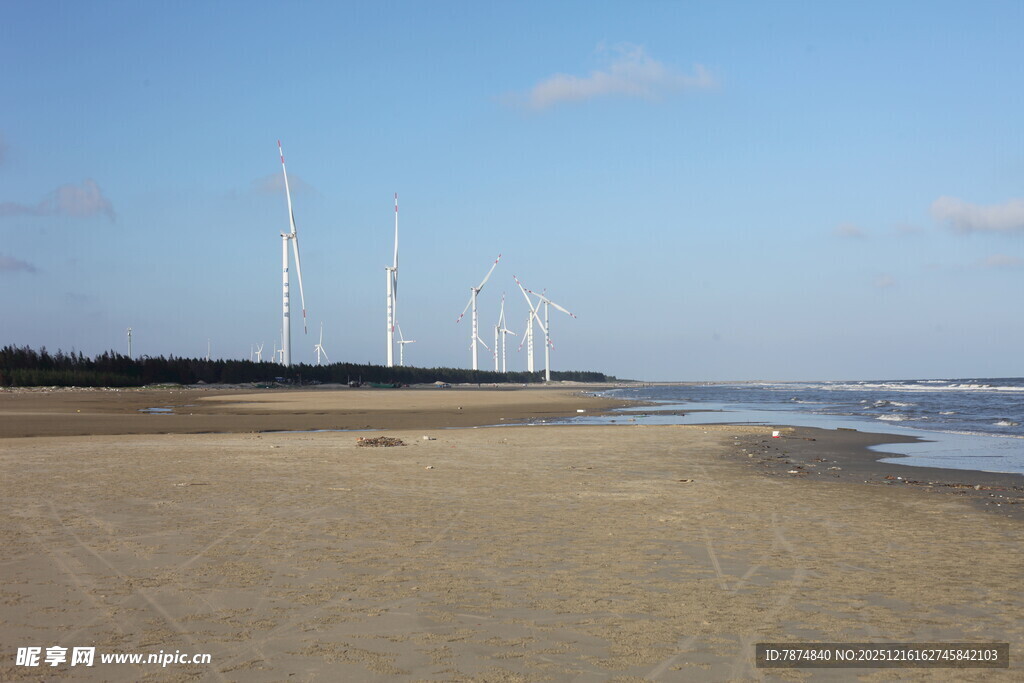 海滨风车景观