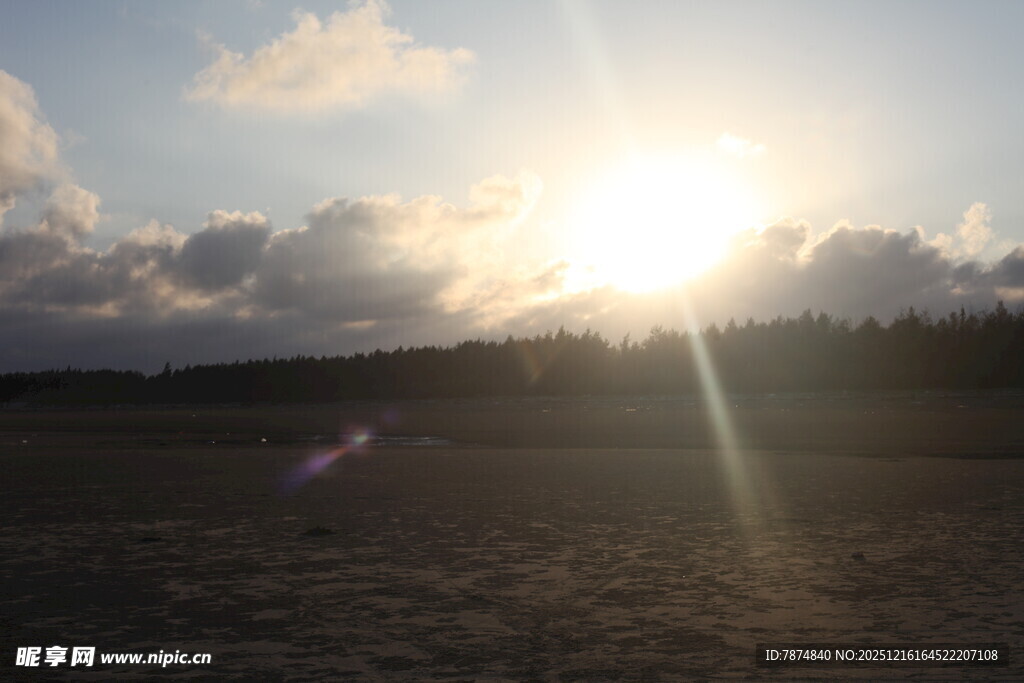 夕阳下的开阔原野美景